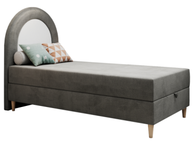 Łóżko młodzieżowe NEST 90x180 - H3 - ciemnoszary, welwet - topper T25