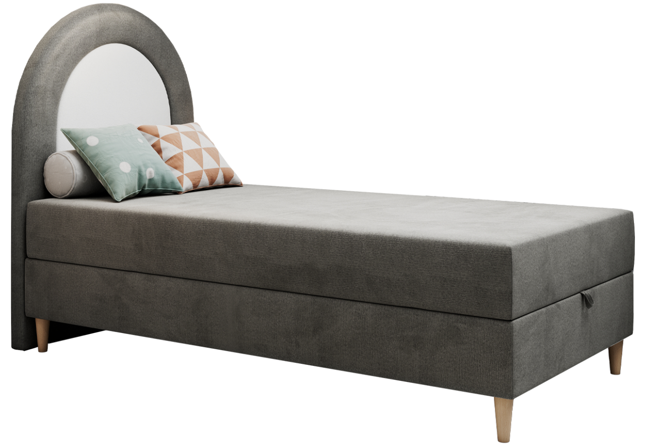 Łóżko młodzieżowe NEST 90x180 - H3 - ciemnoszary, welwet - topper T25