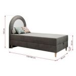 Łóżko młodzieżowe NEST 90x180 - H3 - ciemnoszary, welwet - topper T25