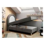 Łóżko młodzieżowe NEST 90x180 - H3 - ciemnoszary, welwet - topper T25