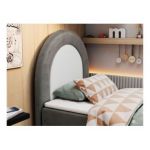 Łóżko młodzieżowe NEST 90x180 - H3 - ciemnoszary, welwet - topper T25