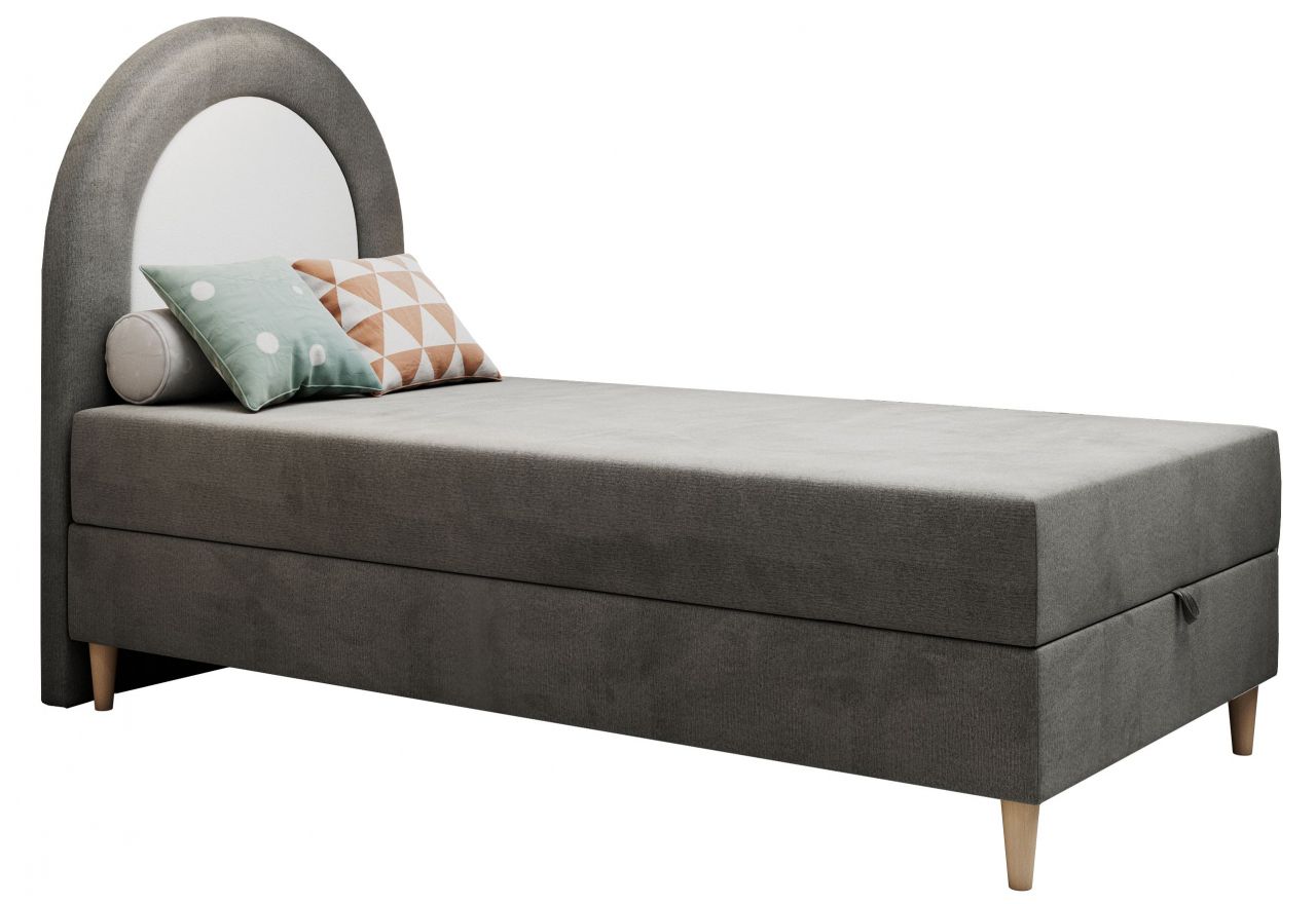 Łóżko młodzieżowe NEST 90x180 - H3 - ciemnoszary, welwet - topper T25