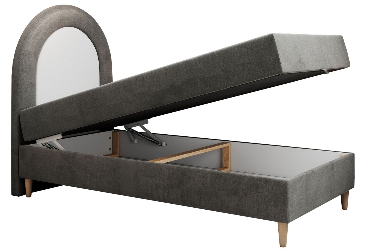 Łóżko młodzieżowe NEST 90x180 - H3 - ciemnoszary, welwet - topper T25