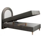 Łóżko młodzieżowe NEST 90x180 - H3 - ciemnoszary, welwet - topper T25