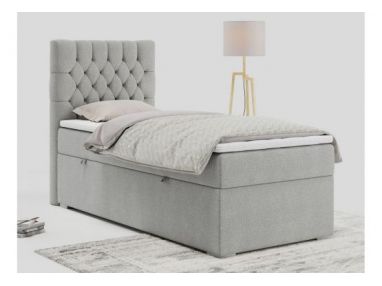 Łóżko kontynentalne PERA 90x200 - H3 - jasnoszary, struktura - strona lewa