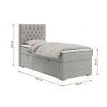 Łóżko kontynentalne PERA 90x200 - H3 - jasnoszary, struktura - strona lewa