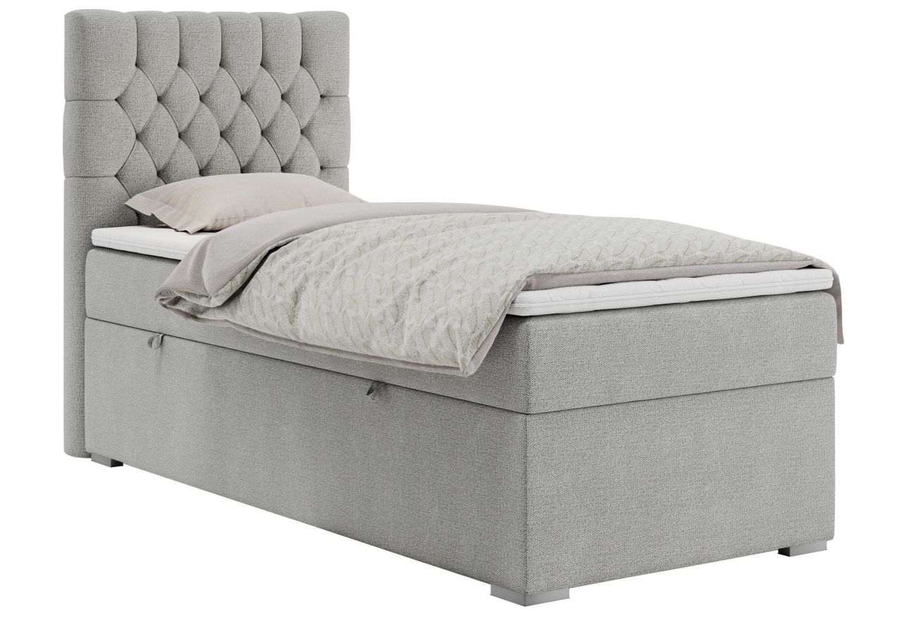 Łóżko kontynentalne PERA 90x200 - H3 - jasnoszary, struktura - strona lewa