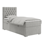 Łóżko kontynentalne PERA 90x200 - H4 - jasnoszary, struktura - strona lewa