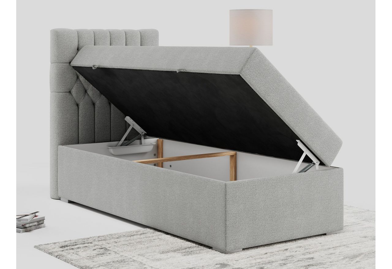 Łóżko kontynentalne PERA 90x200 - H4 - jasnoszary, struktura - strona lewa