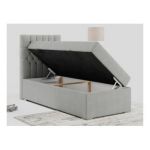 Łóżko kontynentalne PERA 90x200 - H4 - jasnoszary, struktura - strona lewa