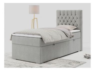 Łóżko kontynentalne PERA 90x200 - H3 - jasnoszary, struktura - strona prawa