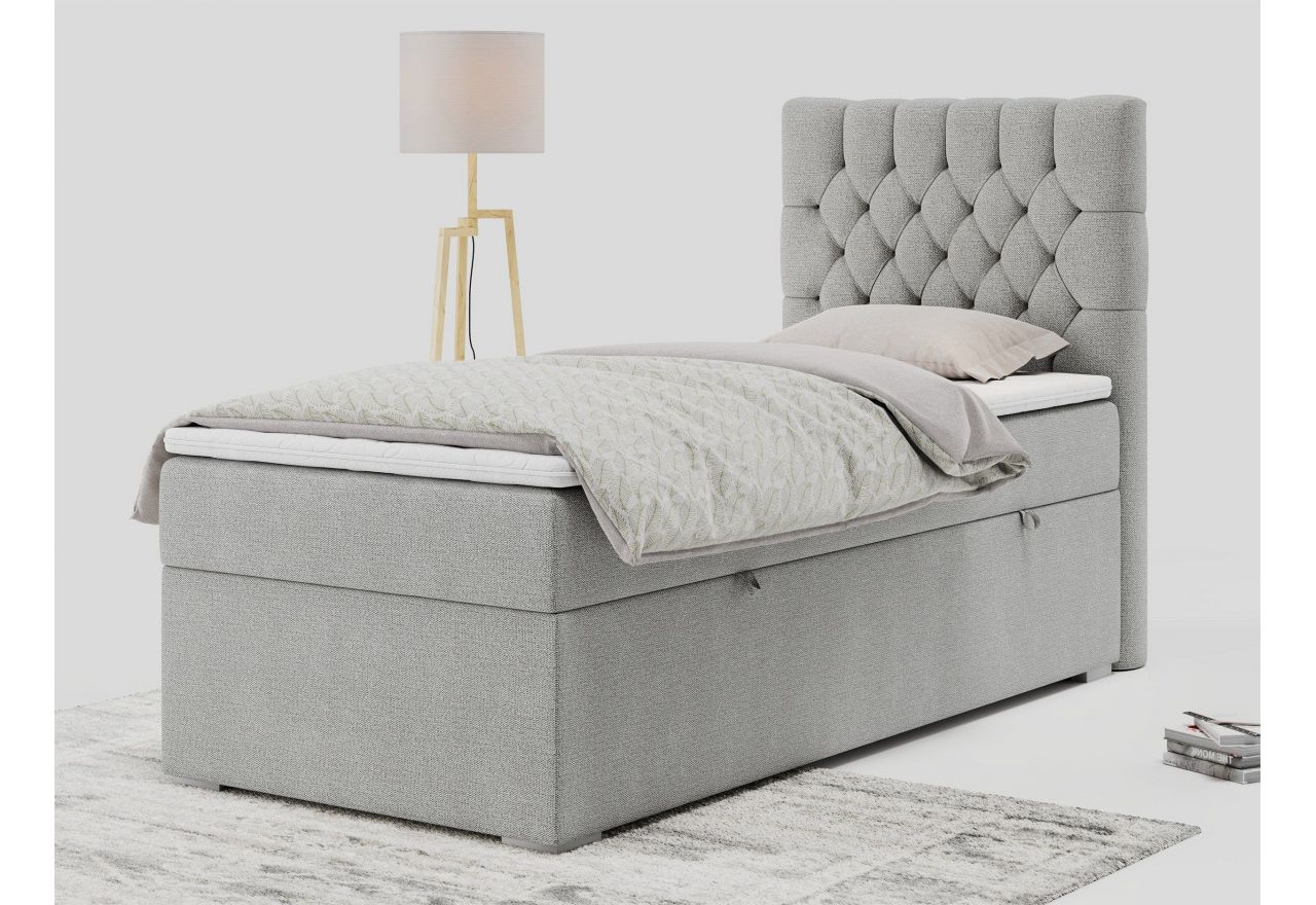 Łóżko kontynentalne PERA 90x200 - H3 - jasnoszary, struktura - strona prawa