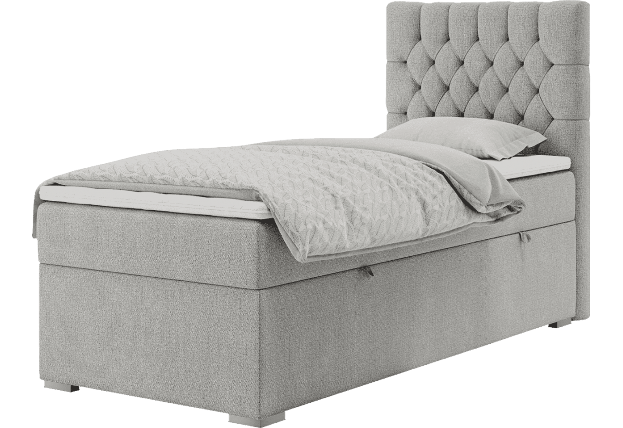 Łóżko kontynentalne PERA 90x200 - H3 - jasnoszary, struktura - strona prawa