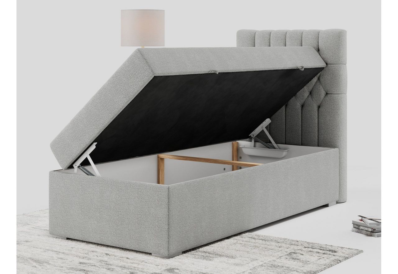 Łóżko kontynentalne PERA 90x200 - H3 - jasnoszary, struktura - strona prawa