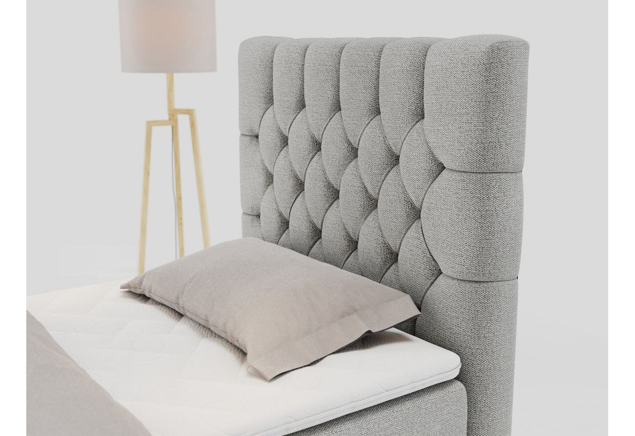 Łóżko kontynentalne PERA 90x200 - H3 - jasnoszary, struktura - strona prawa