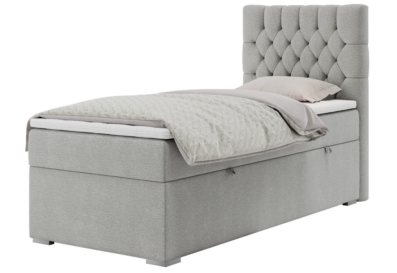 Łóżko kontynentalne PERA 90x200 - H3 - jasnoszary, struktura - strona prawa