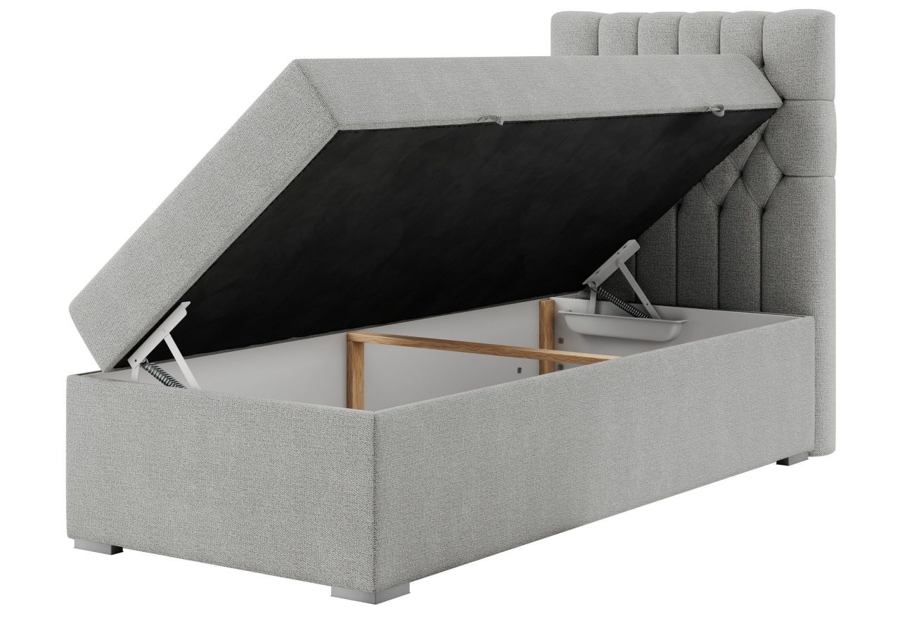 Łóżko kontynentalne PERA 90x200 - H3 - jasnoszary, struktura - strona prawa