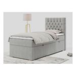 Łóżko kontynentalne PERA 90x200 - H4 - jasnoszary, struktura - strona prawa