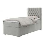 Łóżko kontynentalne PERA 90x200 - H4 - jasnoszary, struktura - strona prawa