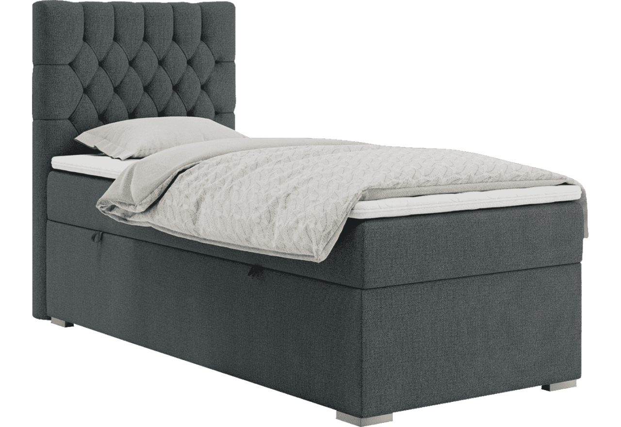 Łóżko kontynentalne PERA 90x200 - H3 - ciemnoszary, struktura - strona lewa