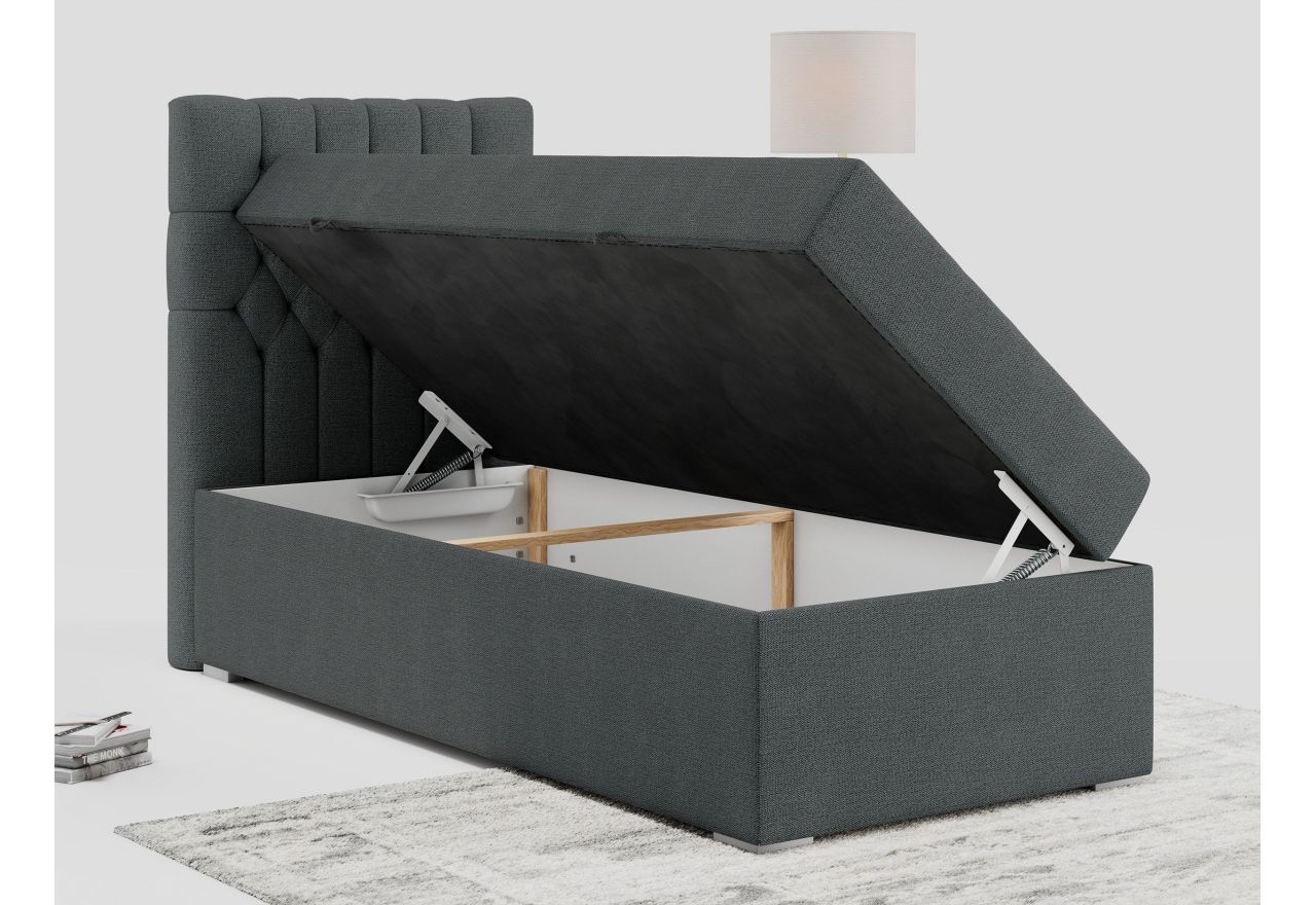 Łóżko kontynentalne PERA 90x200 - H3 - ciemnoszary, struktura - strona lewa