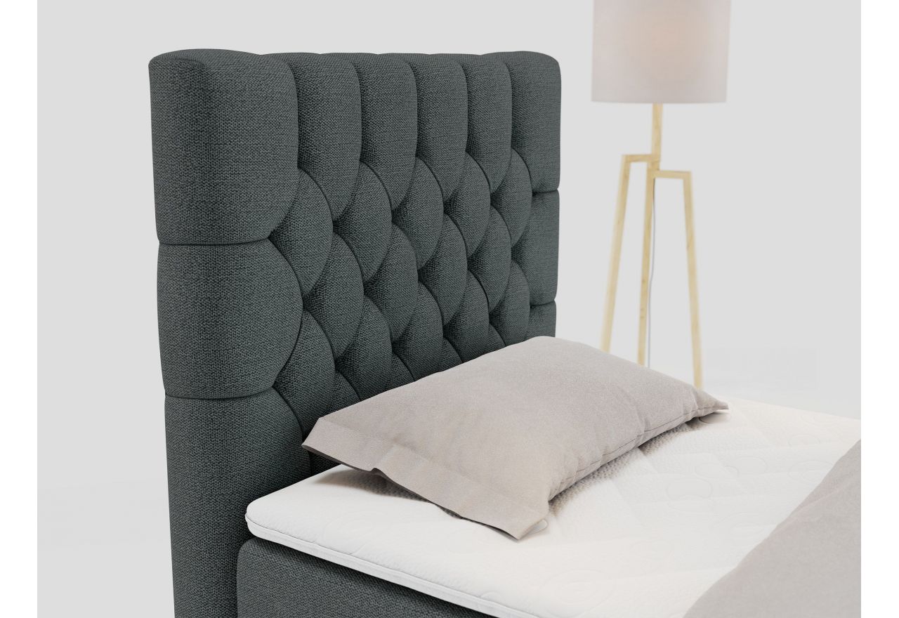 Łóżko kontynentalne PERA 90x200 - H3 - ciemnoszary, struktura - strona lewa