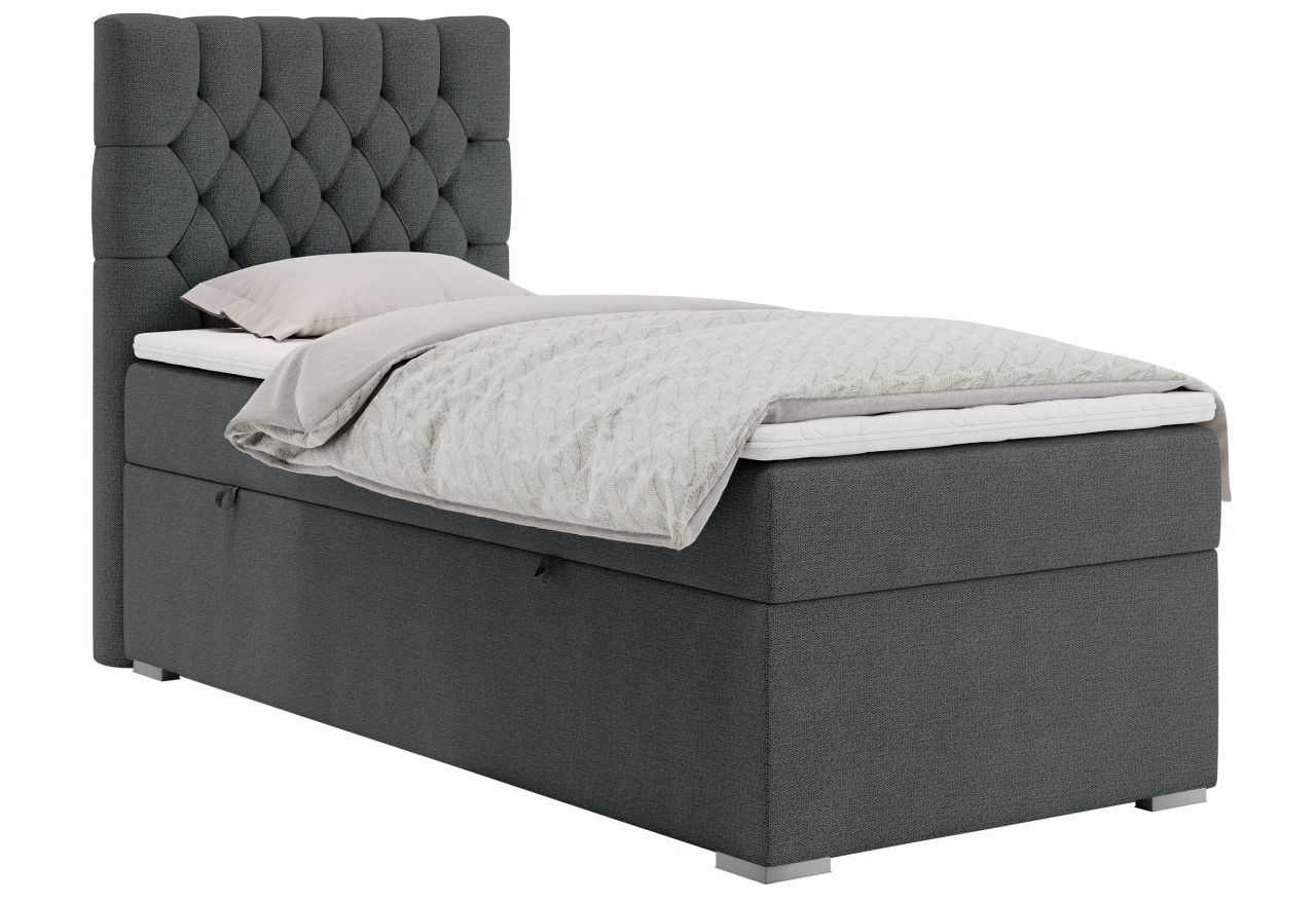 Łóżko kontynentalne PERA 90x200 - H3 - ciemnoszary, struktura - strona lewa