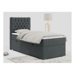 Łóżko kontynentalne PERA 90x200 - H4 - ciemnoszary, struktura - strona lewa