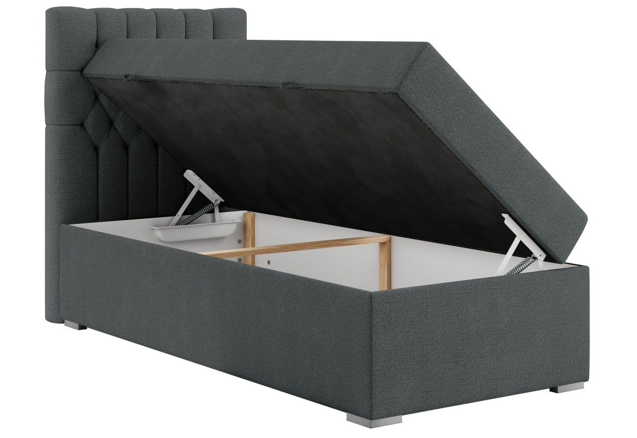 Łóżko kontynentalne PERA 90x200 - H4 - ciemnoszary, struktura - strona lewa