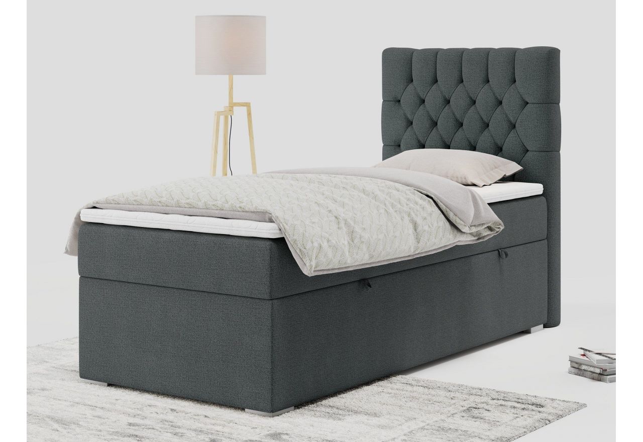 Łóżko kontynentalne PERA 90x200 - H3 - ciemnoszary, struktura - strona prawa