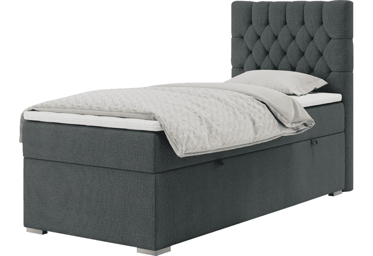 Łóżko kontynentalne PERA 90x200 - H3 - ciemnoszary, struktura - strona prawa