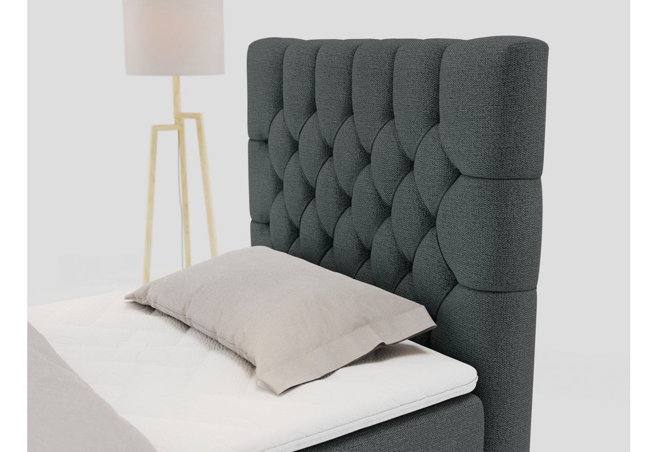 Łóżko kontynentalne PERA 90x200 - H3 - ciemnoszary, struktura - strona prawa