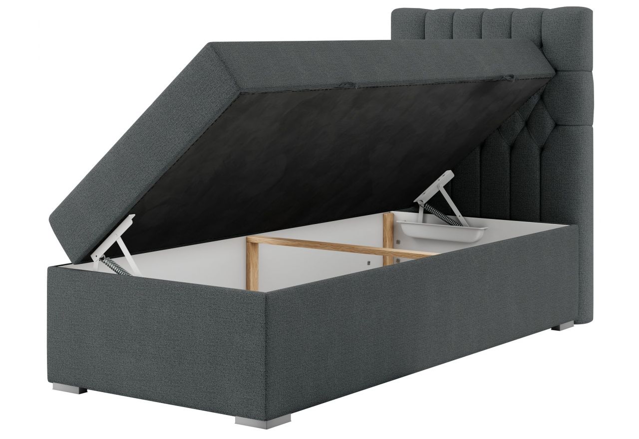 Łóżko kontynentalne PERA 90x200 - H3 - ciemnoszary, struktura - strona prawa