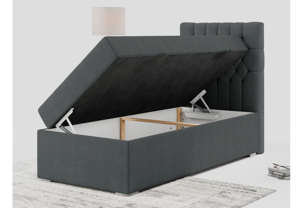 Łóżko kontynentalne PERA 90x200 - H4 - ciemnoszary, struktura - strona prawa