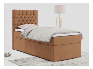 Łóżko kontynentalne PERA 90x200 - H3 - pomarańczowy, struktura - strona lewa