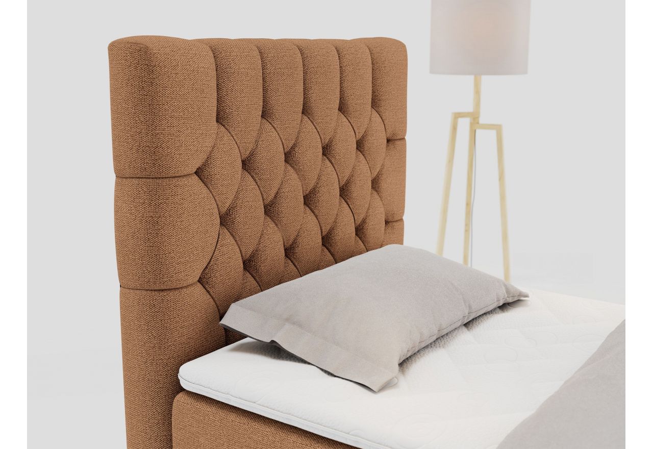 Łóżko kontynentalne PERA 90x200 - H3 - pomarańczowy, struktura - strona lewa