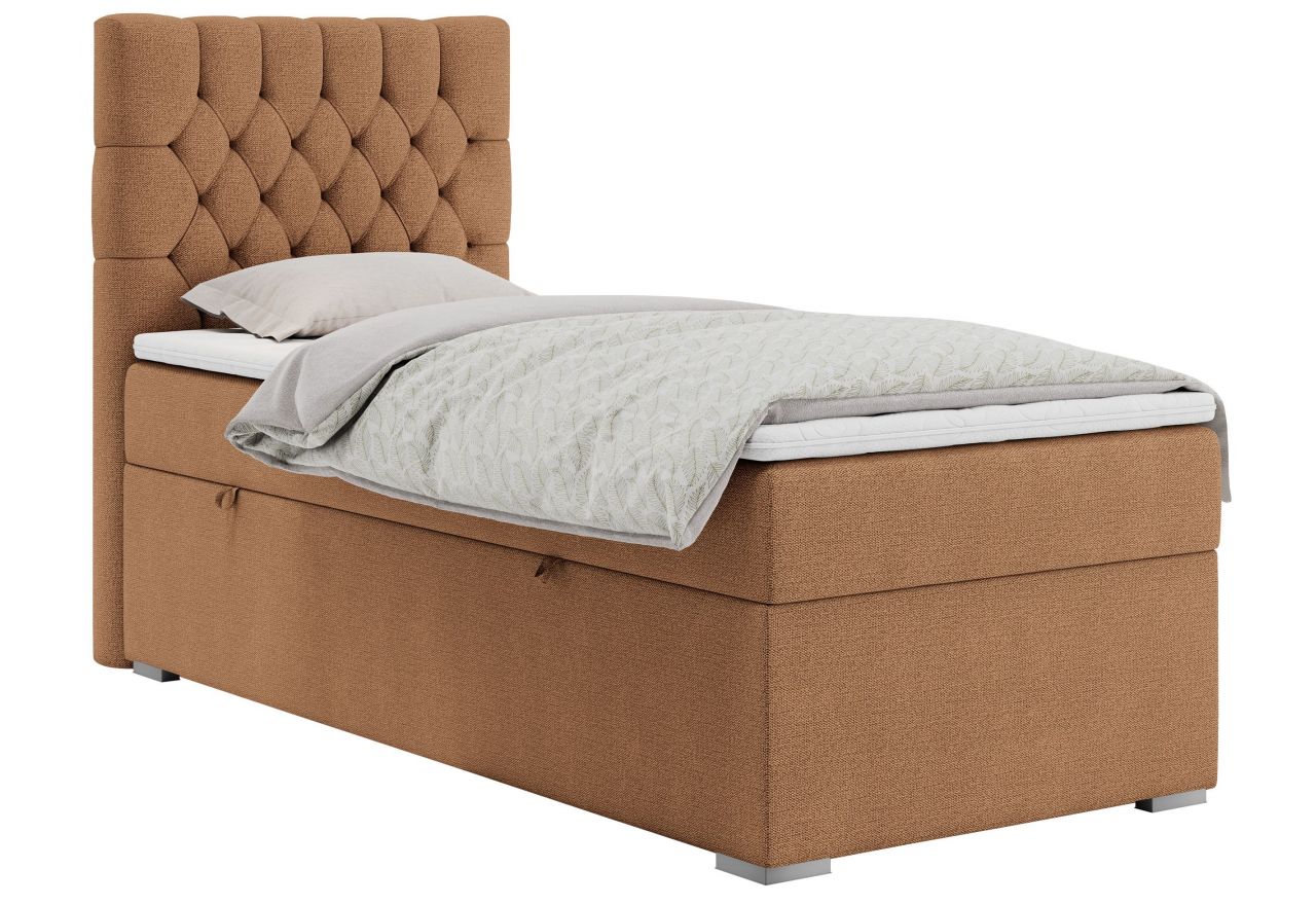 Łóżko kontynentalne PERA 90x200 - H3 - pomarańczowy, struktura - strona lewa