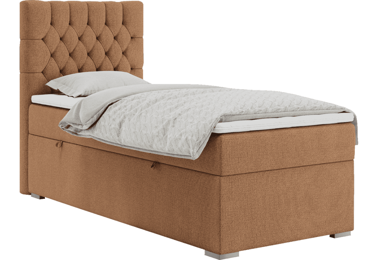 Łóżko kontynentalne PERA 90x200 - H4 - pomarańczowy, struktura - strona lewa