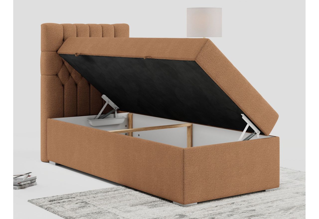 Łóżko kontynentalne PERA 90x200 - H4 - pomarańczowy, struktura - strona lewa