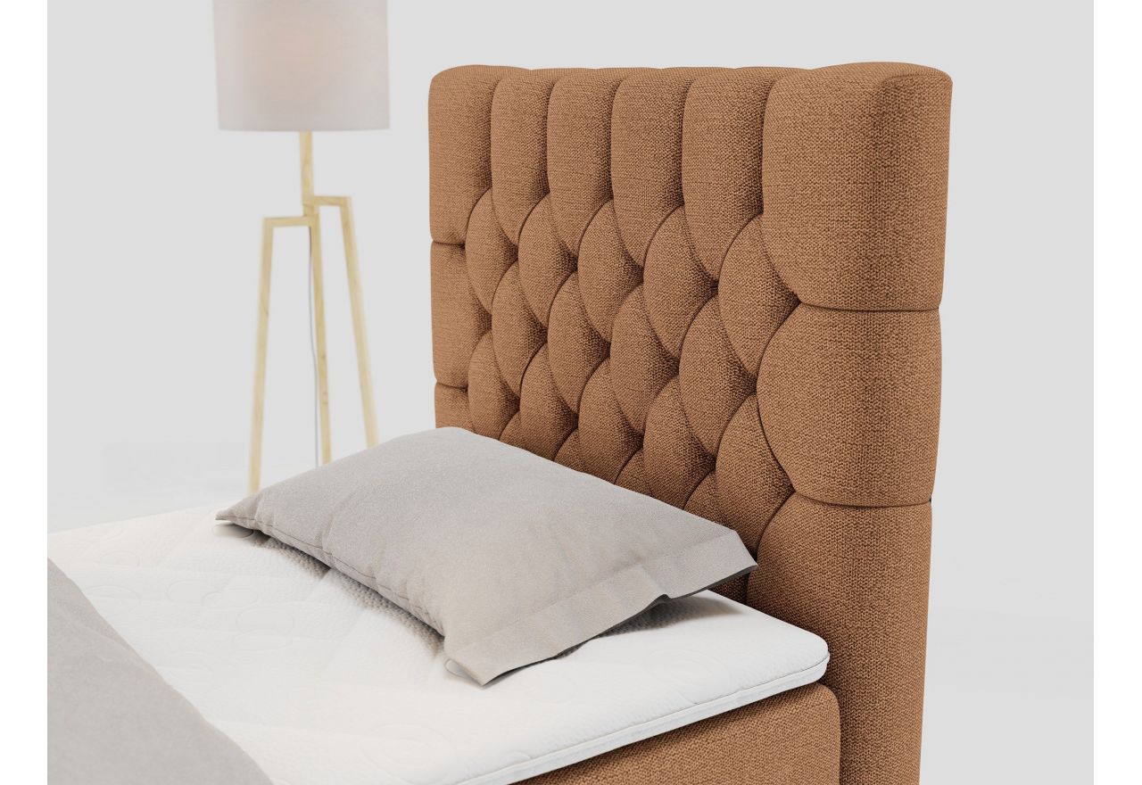 Łóżko kontynentalne PERA 90x200 - H3 - pomarańczowy, struktura - strona prawa