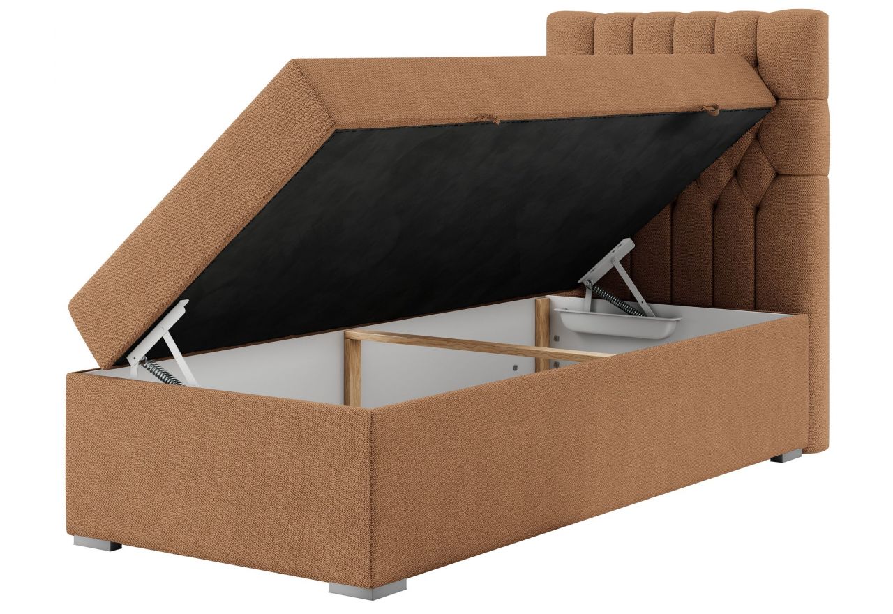 Łóżko kontynentalne PERA 90x200 - H3 - pomarańczowy, struktura - strona prawa