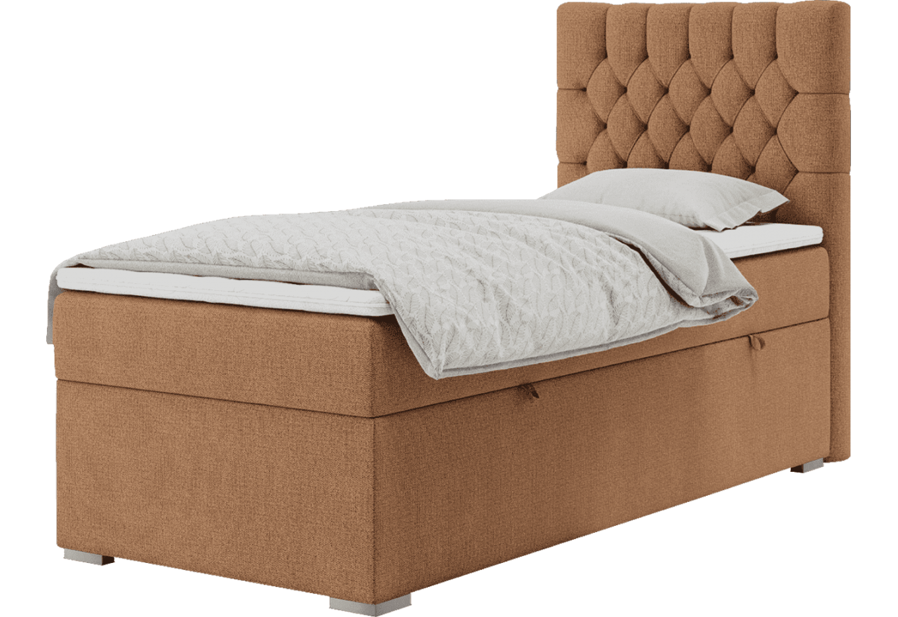 Łóżko kontynentalne PERA 90x200 - H4 - pomarańczowy, struktura - strona prawa