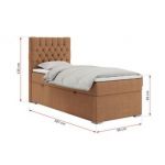 Łóżko kontynentalne PERA 90x200 - H4 - pomarańczowy, struktura - strona prawa