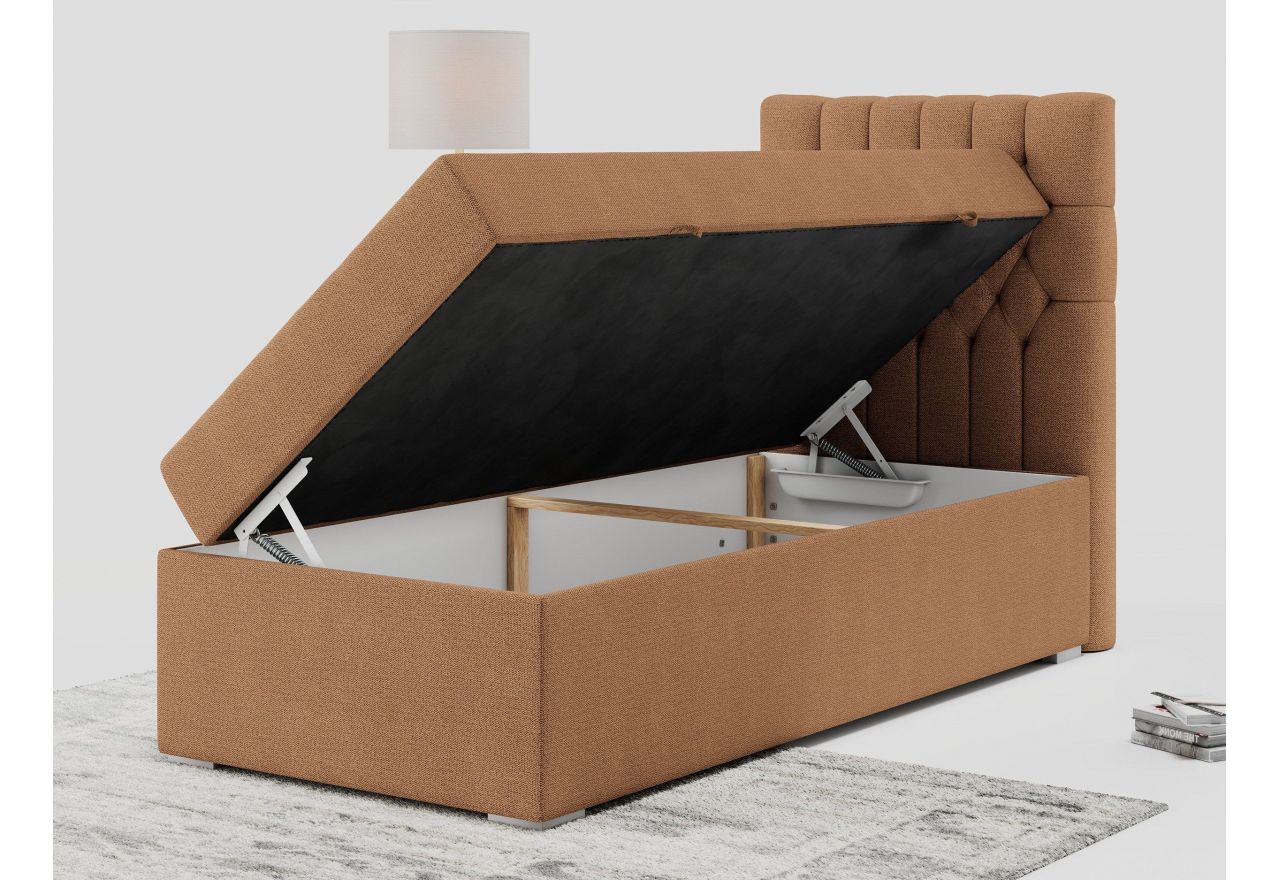 Łóżko kontynentalne PERA 90x200 - H4 - pomarańczowy, struktura - strona prawa