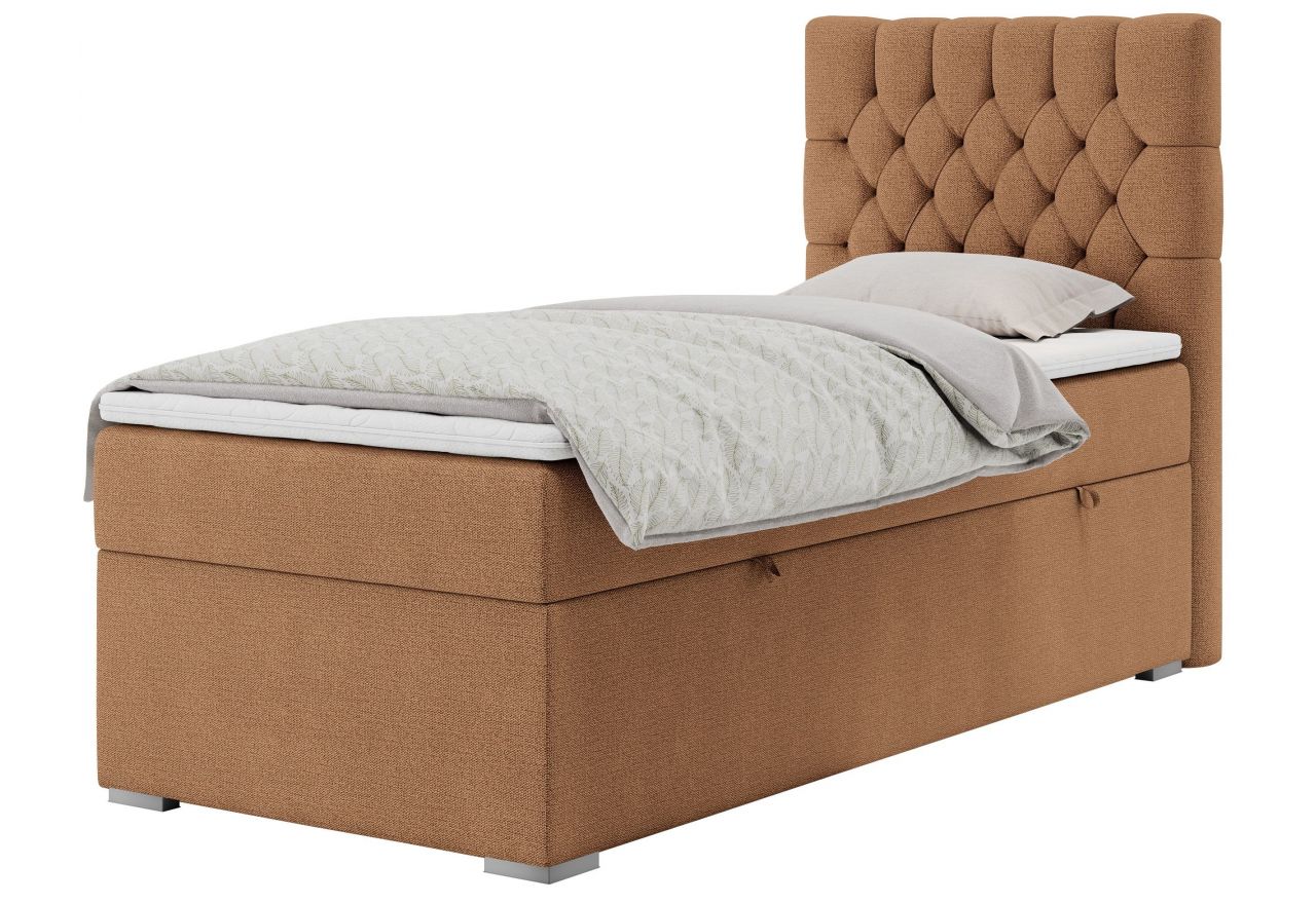 Łóżko kontynentalne PERA 90x200 - H4 - pomarańczowy, struktura - strona prawa