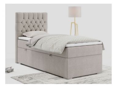 Łóżko kontynentalne PERA 90x200 - H3 - beżowy, struktura - strona lewa