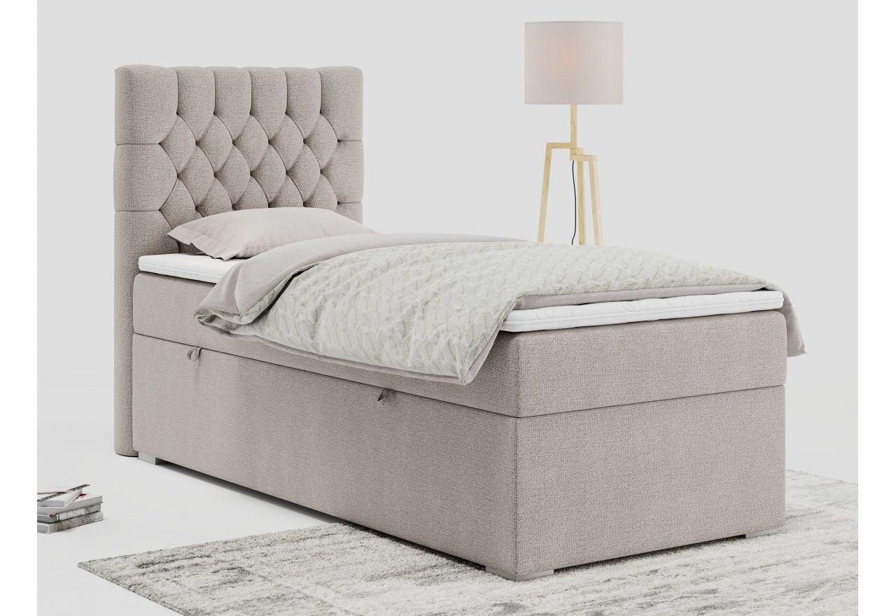 Łóżko kontynentalne PERA 90x200 - H3 - beżowy, struktura - strona lewa