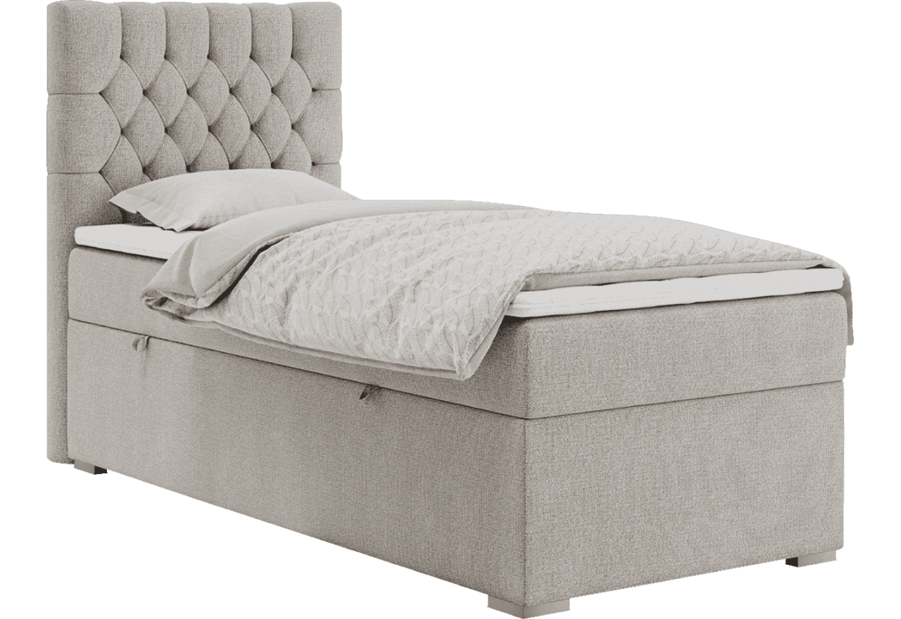 Łóżko kontynentalne PERA 90x200 - H3 - beżowy, struktura - strona lewa