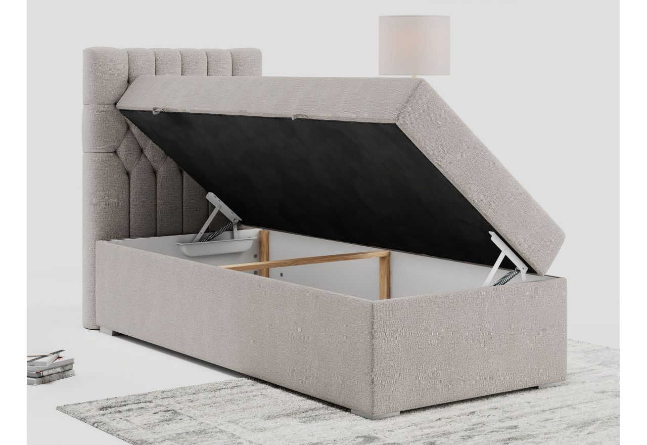 Łóżko kontynentalne PERA 90x200 - H3 - beżowy, struktura - strona lewa