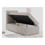 Łóżko kontynentalne PERA 90x200 - H3 - beżowy, struktura - strona lewa